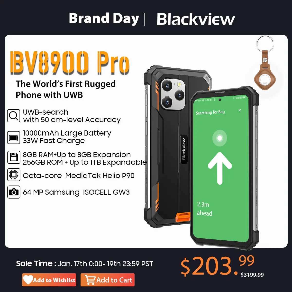 Blackview-BV8900 PRO Smartphone Rugged, Celular com UWB Android 13, Helio P90, 6.5 ''FHD, 2.4K Display, 16GB, 256GB, 64MP, 10000mAh