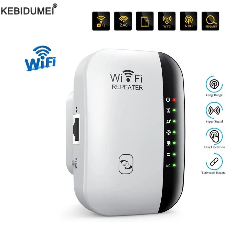 Repetidor Wi-Fi sem fio de longo alcance, extensor Wi-Fi, amplificador, impulsionador, sinal Wi Fi, ponto de acesso, 802.11N, 300Mbps