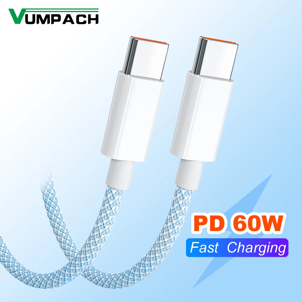 USB Tipo C para Tipo C Cabo de Carregamento Rápido, Linha de Dados, Cabo de Carga, iPhone 15, Xiaomi Poco, 20V, 6A, 60W