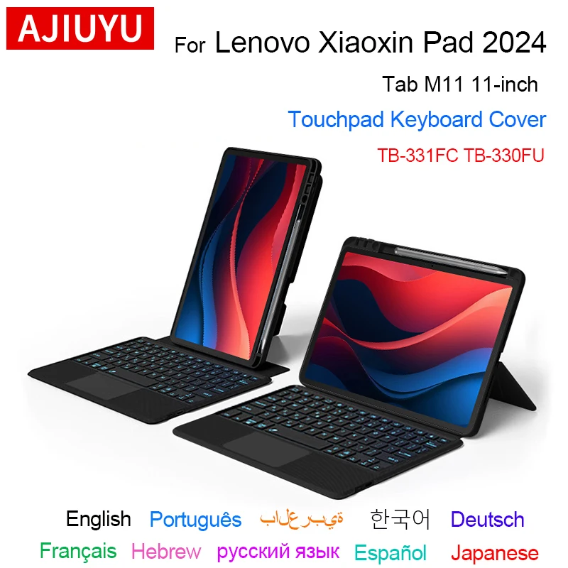 AJIUYU-Tampa do teclado destacável, teclado para Lenovo Xiaoxin Pad, 11 TB-331FC Case, Tab M11 TB-330FU, 11 