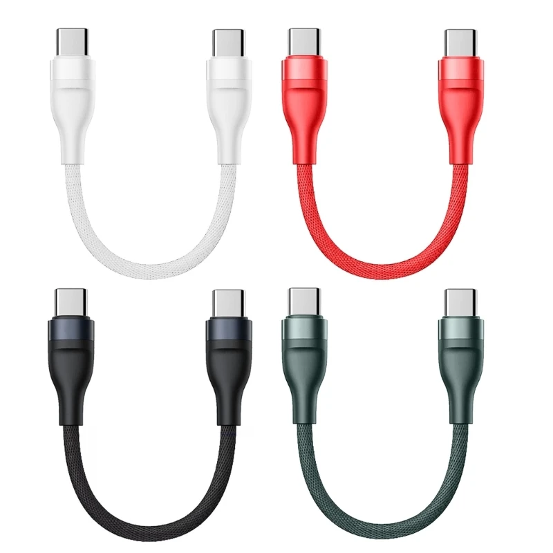 carga curta USB C 66W 25CM para carregamento rápido e transferência dados 480Mbps Nylon Linha trançada 25CM