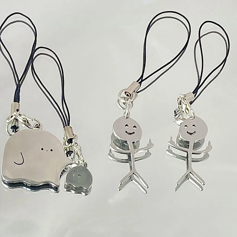 Desenhos animados Pingente de Metal Fantasma para Mulheres, Cordão do Telefone Móvel, Corrente Kawaii, Bolsa Feminina Requintada, Pequenos Encantos, Personalidade, 1Pc