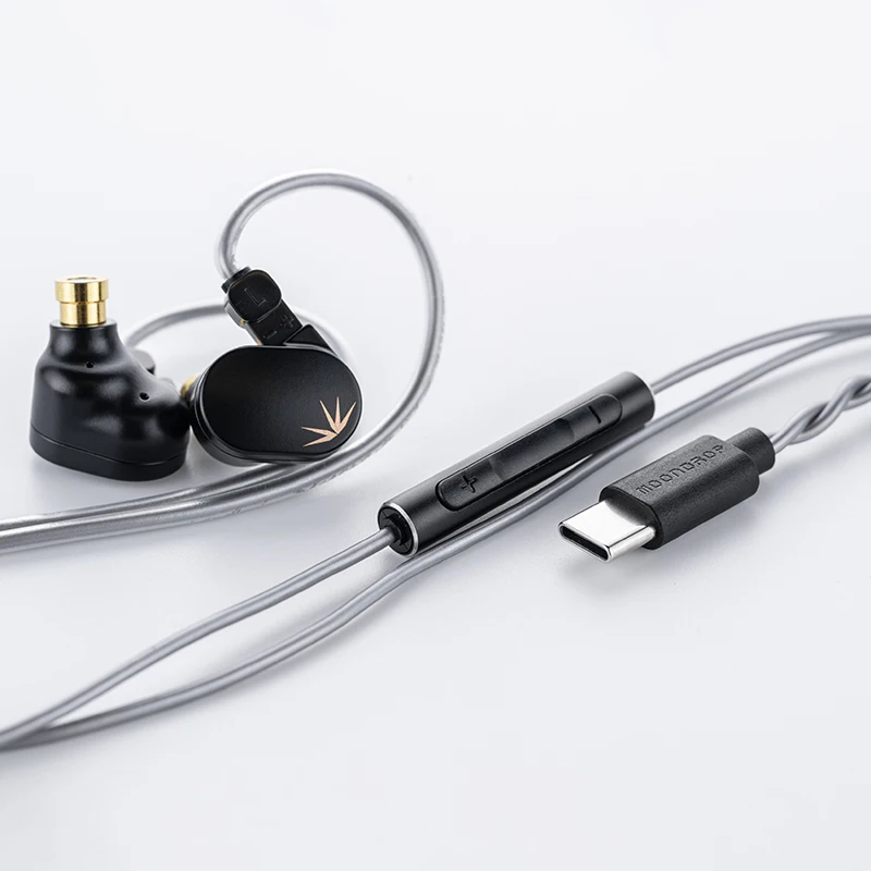 MOONDROP CHU II DSP Fones de ouvido Driver dinâmico de alto desempenho USB-C Monitores intra-auriculares TYPE-C com microfone fone de ouvido