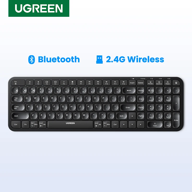 UGREEN-Teclado Bluetooth Sem Fio, Russo, Coreano, Inglês Keycaps para Laptop, MacBook, iPad, PC, Tablet, 2.4GHz