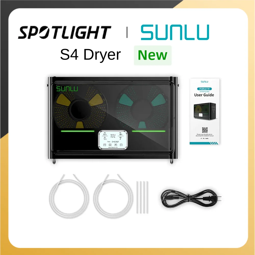 SUNLU-S4 3D Print Part, secador, suporte, PLA, PETG, PLA Plus, 4 Rolls, 1kg, 1,75mm, 2,85mm, engrenagem de filamento de 3mm, fácil operação, 2-7mm, Entrega Dia