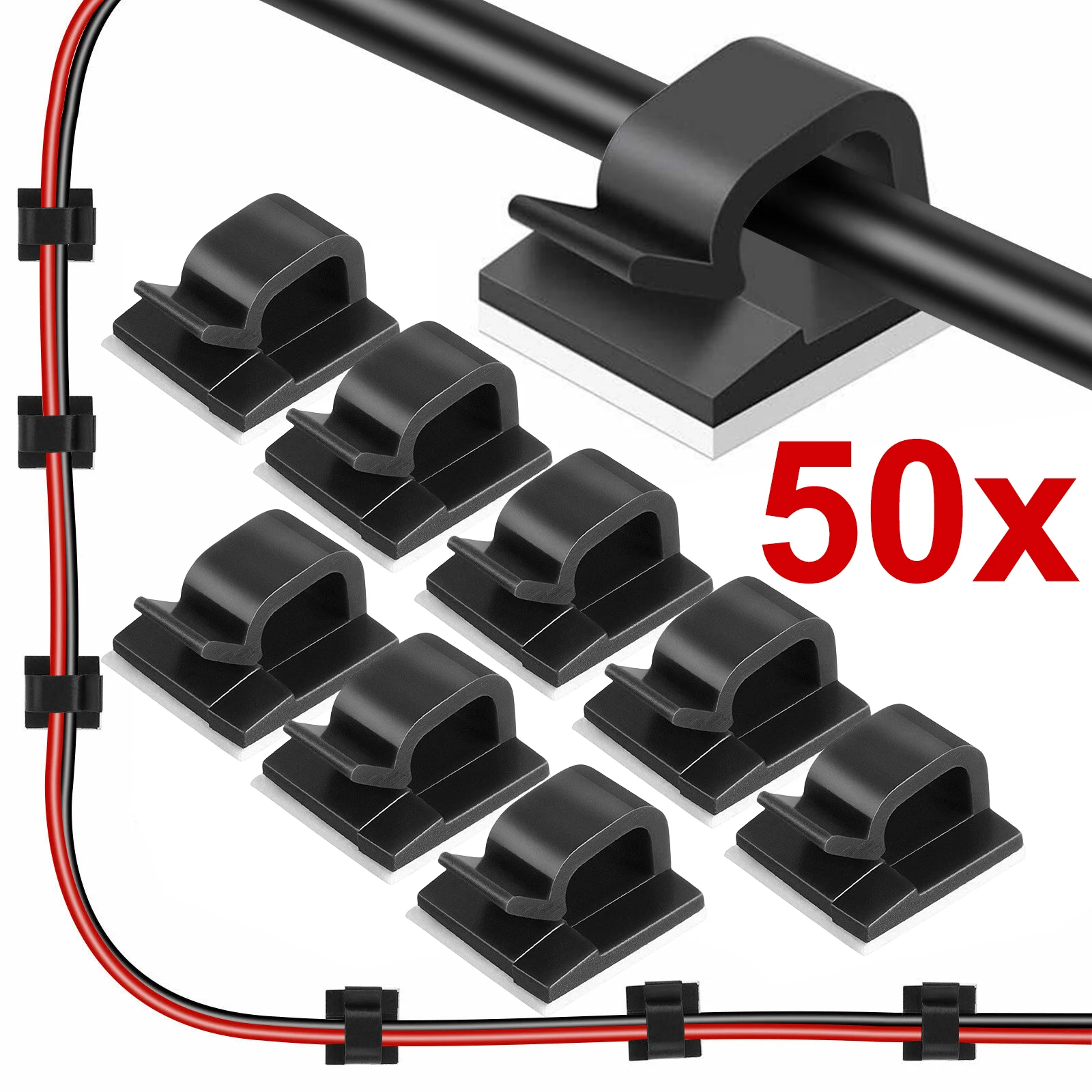 Auto-adesivas Clipes de Cabo, Gerenciamento de Cabo, Suporte do Fio, Braçadeira Organizadora, Mesa, Arranjado Cable Manager, Home Office, Carro, 10-50Pcs