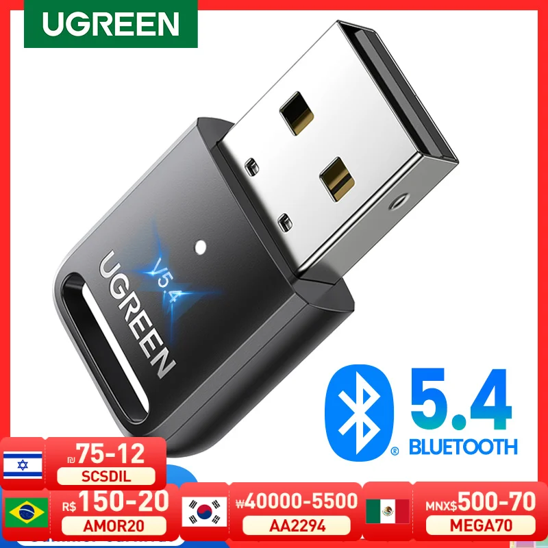 UGREEN-USB Dongle Adaptador para alto-falante PC, mouse sem fio, teclado, música, receptor de áudio, transmissor, Bluetooth 5.3 5.4