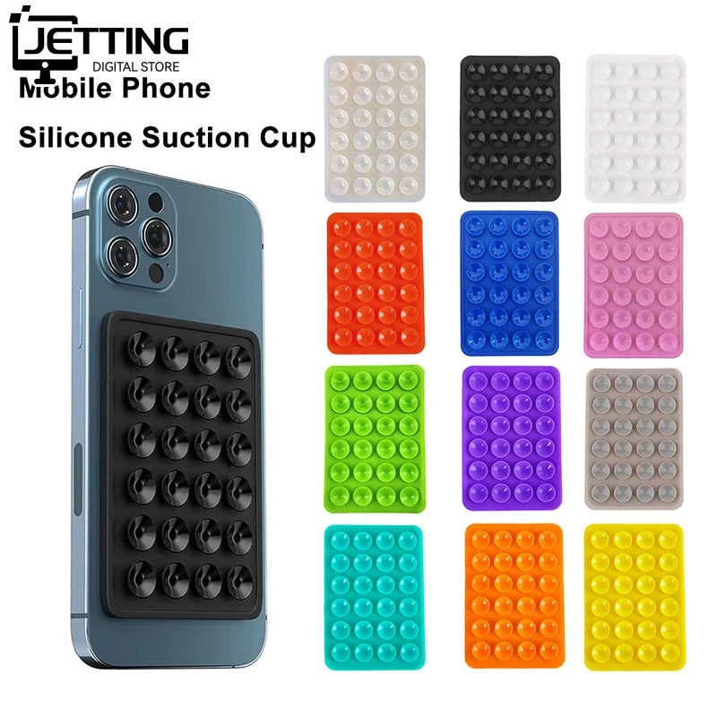 Multifuncional Ventosa Wall Stand Mat, Silicone Sucção Phone Holder, Praça Anti-Slip Single-Sided Leather Case Mount, 1Pc