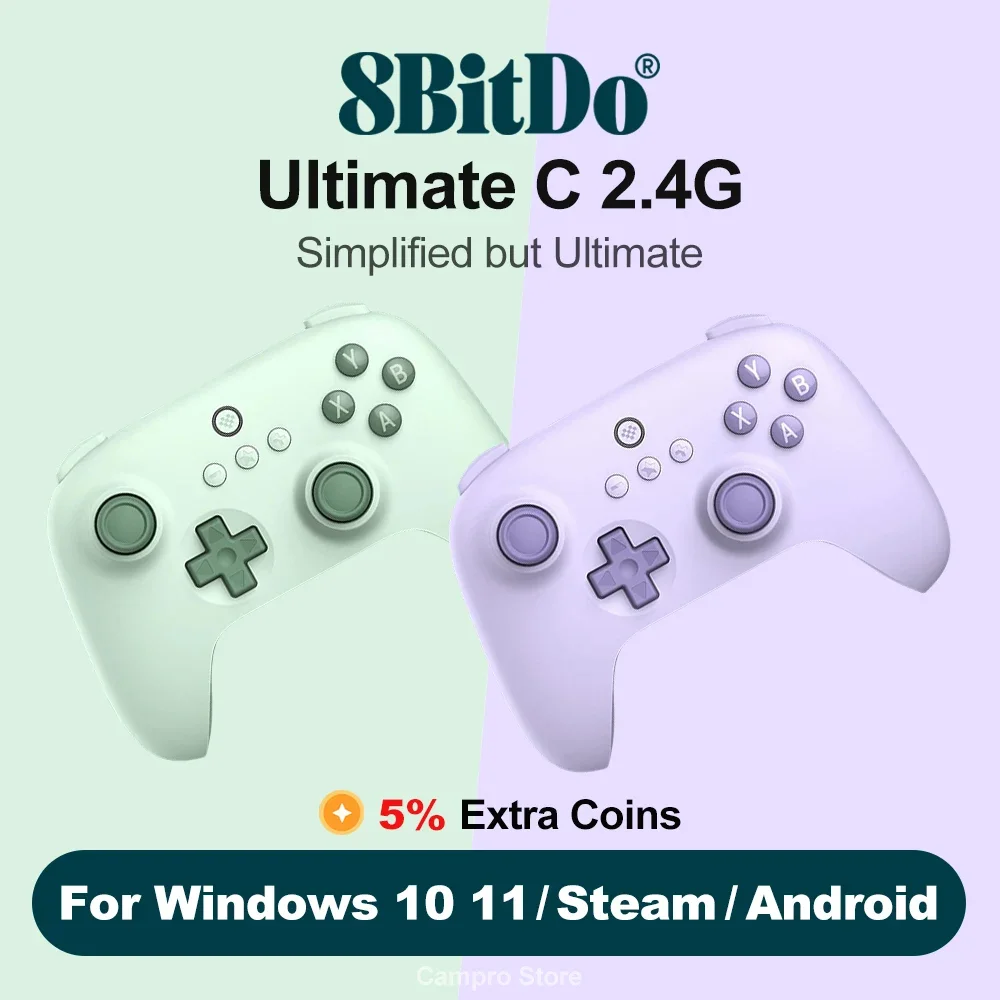 8Bitdo ultimate C 2.4G PC Gamepad controle PC wirelees de jogos sem fio para Steam PC, janelas 10 11, Android e Raspberry Pi