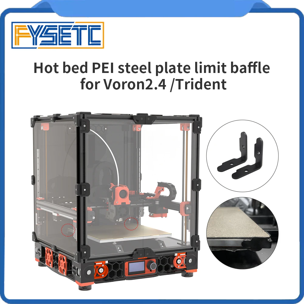 Voron PEI-Placa de aço, Full Metal Limit Baffle, fácil de instalar, resistente a altas temperaturas, 3D Acessórios, Voron 2.4, Trident