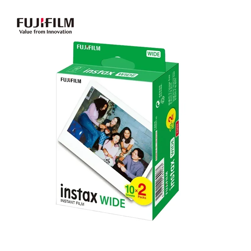 Fujifilm Instax Wide Film Paper, genuíno papel borda branca para Fuji Instant Camera 210 300 Link