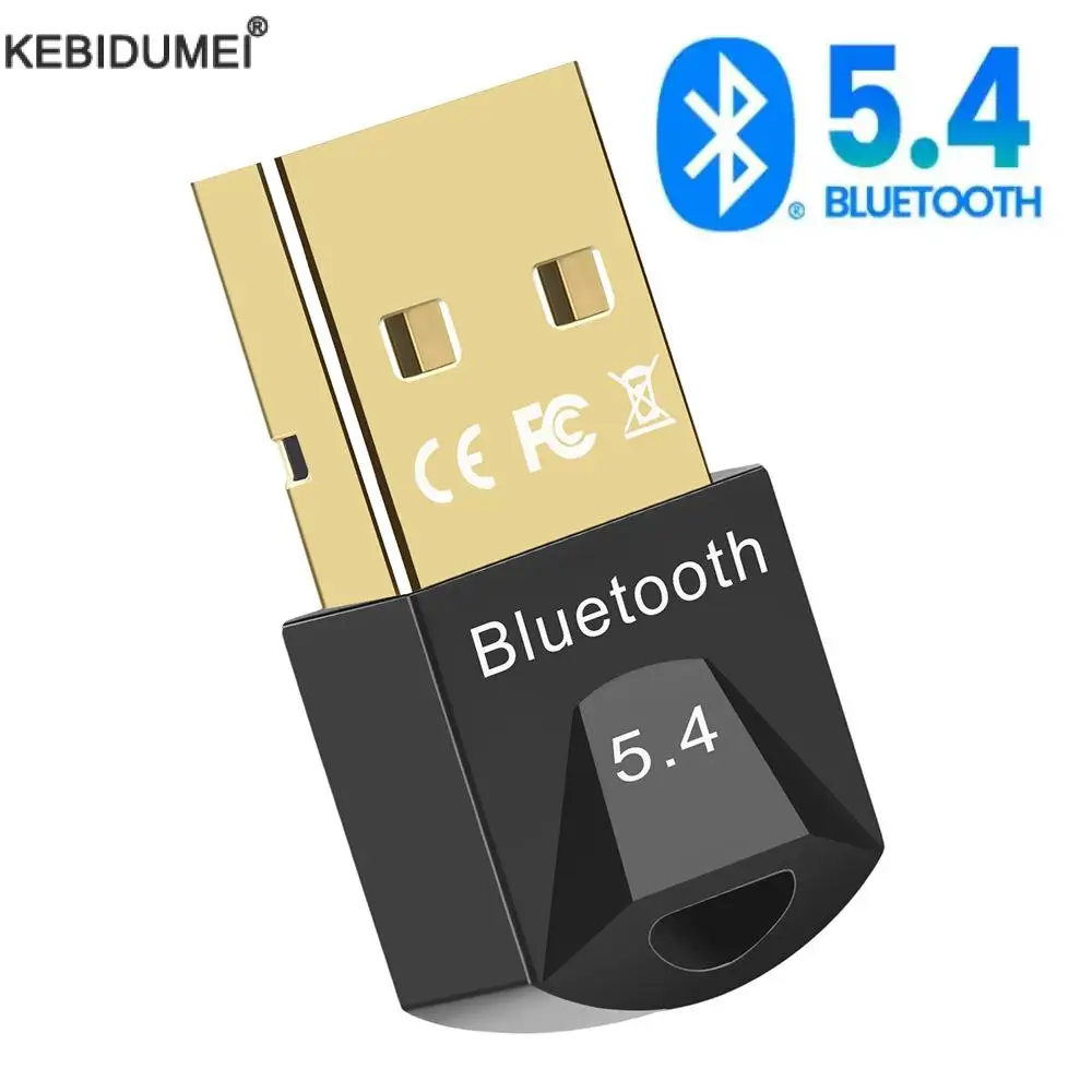 Adaptador Dongle Bluetooth USB para PC, Mouse sem fio, Teclado, Receptor de áudio, Transmissor, Bluetooth 5.4, 5.3