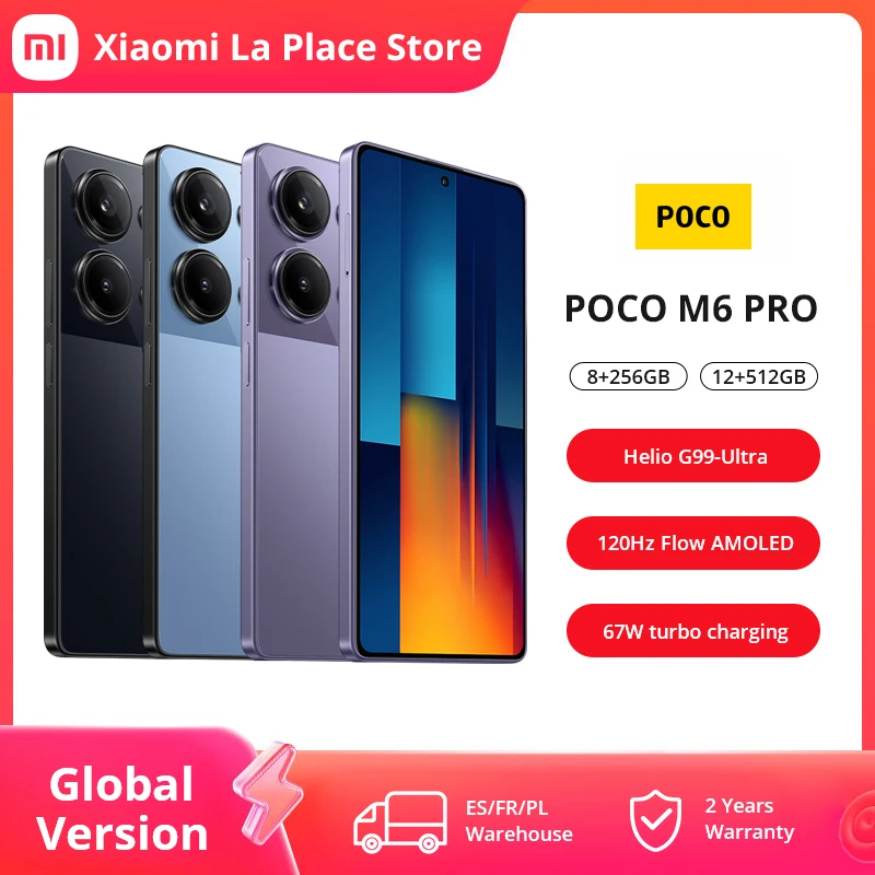 POCO-M6 Smartphone NFC Pro, Versão Global, Helio G99, Ultra, 120Hz, Fluxo AMOLED, Câmera Tripla de 64MP, OIS, Carregamento Turbo 67W