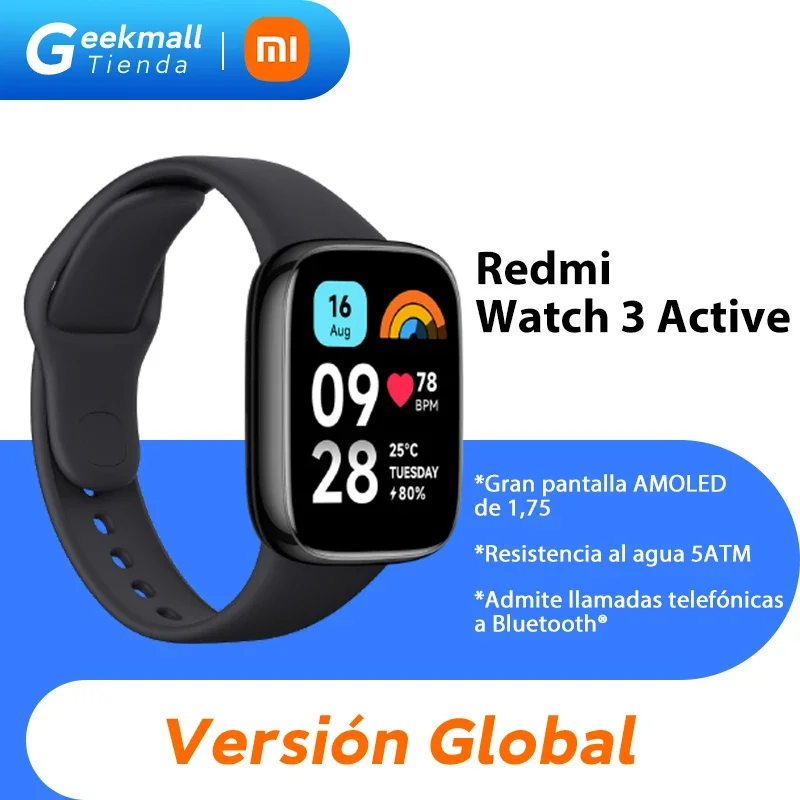 Versão global Xiaomi Redmi Watch 3 Active1,83'' Ecrã LCD Oxigénio no sangue Frequência cardíaca Bluetooth Chamada de voz 100+ Modos desportivos