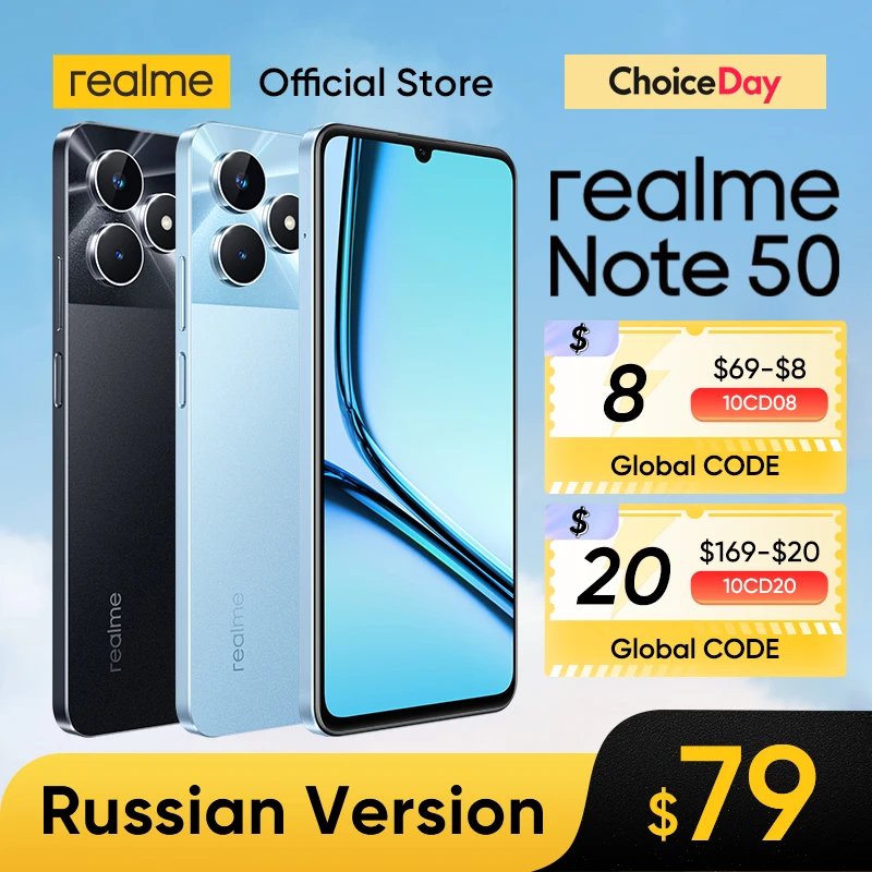 Realme note 50 smartphone 6.74 ''90hz display 5000mah bateria 13mp ai câmera poderoso processador octa-core slot para 3 cartões 64gb/128gb