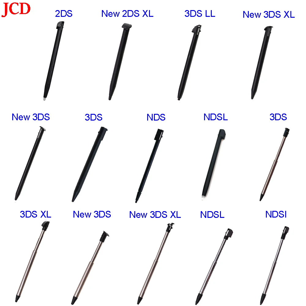 1 pçs para 2ds 3ds novo 2ds ll xl novo 3ds xl para ndsl ds lite ndsi nds wii metal telescópico stylus plástico caneta tela de toque