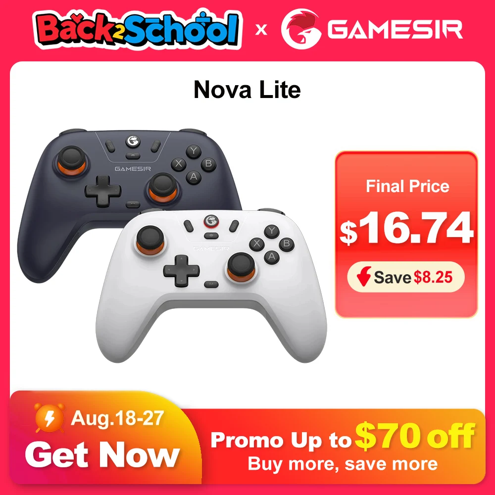 Gamesir NOVA LITE Controlador de jogos Bluetooth Nintendo Switch PC Gamepad com capa rígida, palitos de efeito Hall