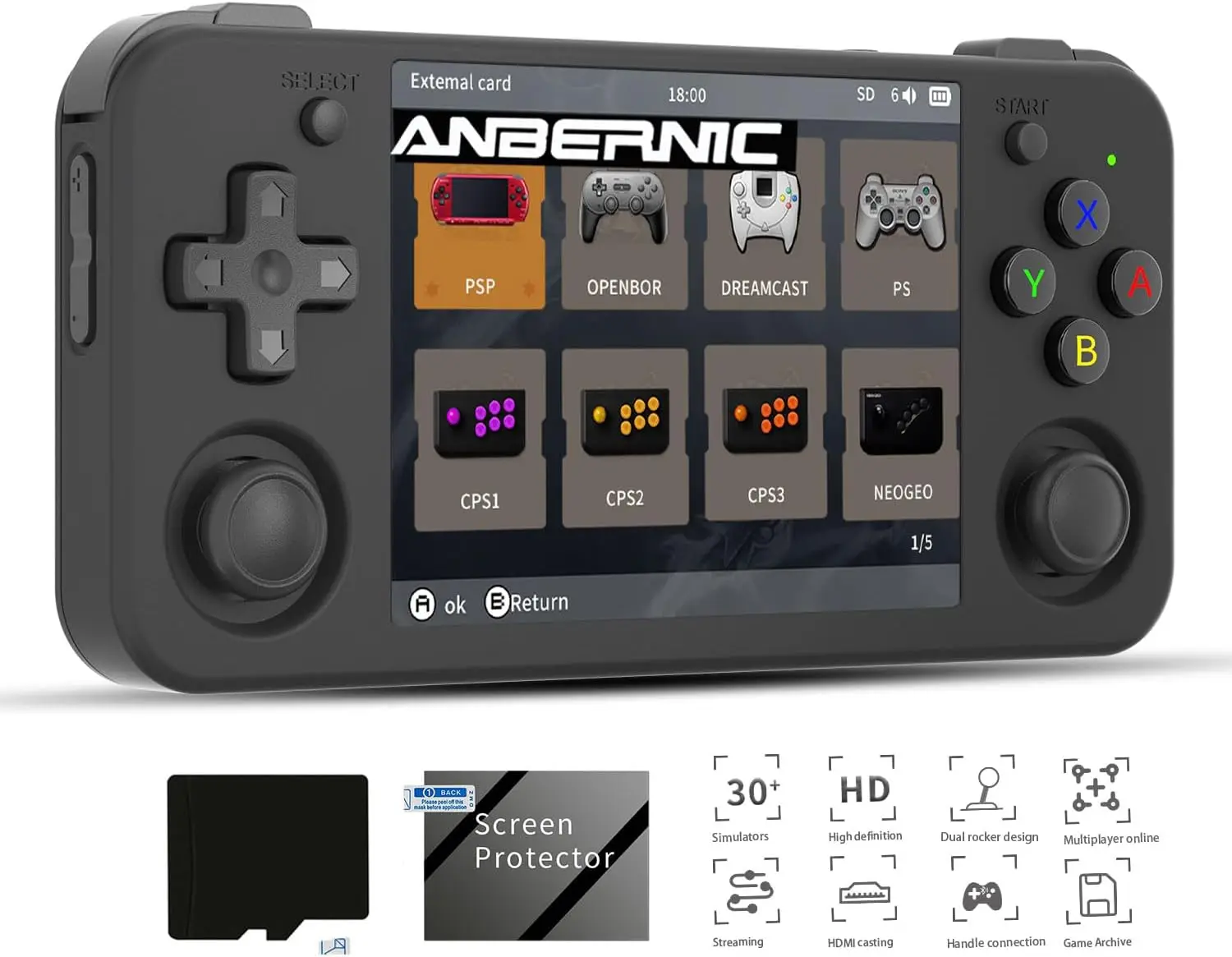 Anbernic rg35xx h consoles portáteis para jogar videogames 3.5 polegadas ips 640*480 tela retro game player 3300 mah bateria