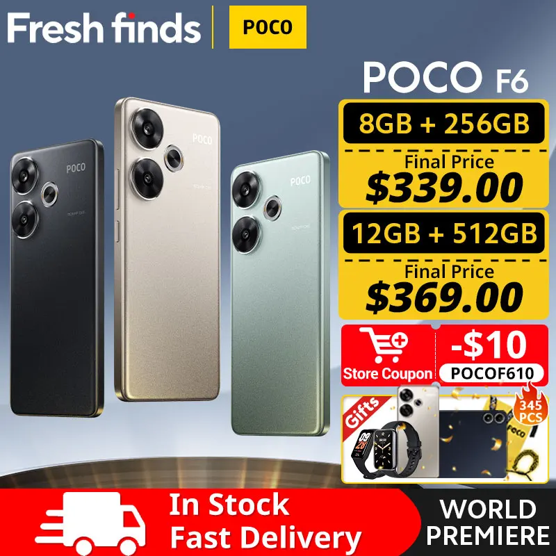 POCO F6 Versão Global Smartphone, Estreia Mundial®Batalha de carregamento turbo em breve, 8s Gen 3, 90W, 5000mAh