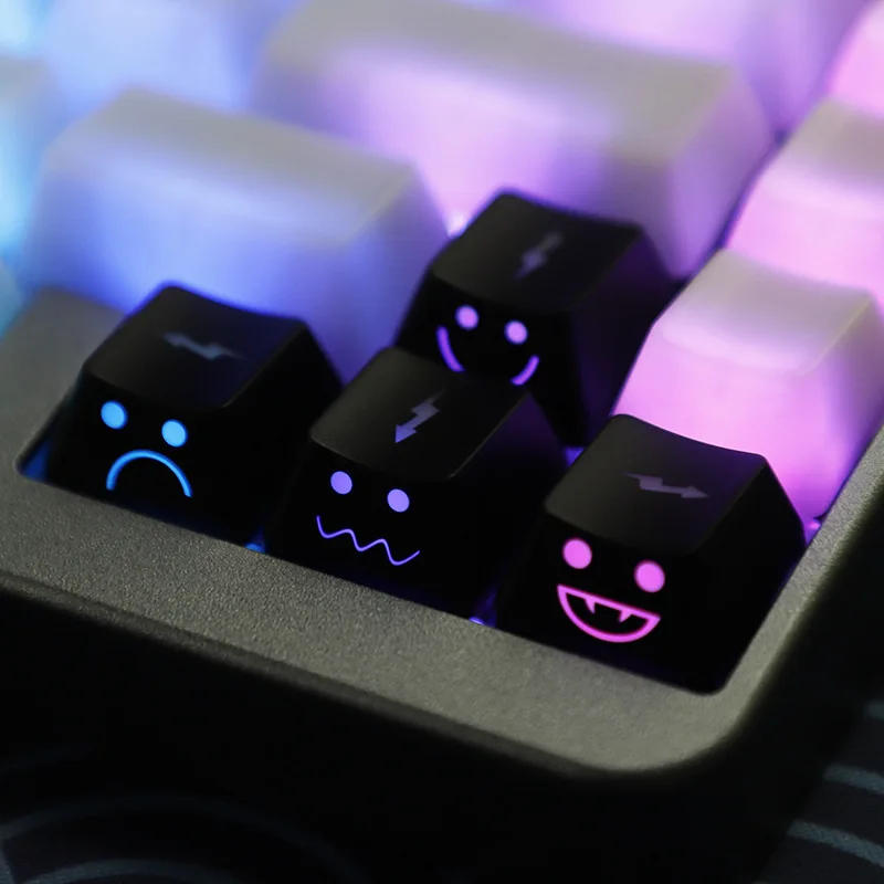 Emo Keycap Set para Teclado Mecânico, Seta WASD, Iluminação de Broadside, Compatível com Interruptor MX, Bonito
