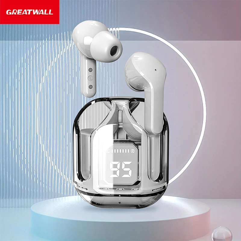 GREATWALL-Headset Bluetooth sem fio colorido, Display Digital LED, bateria, música, esportes, jogo