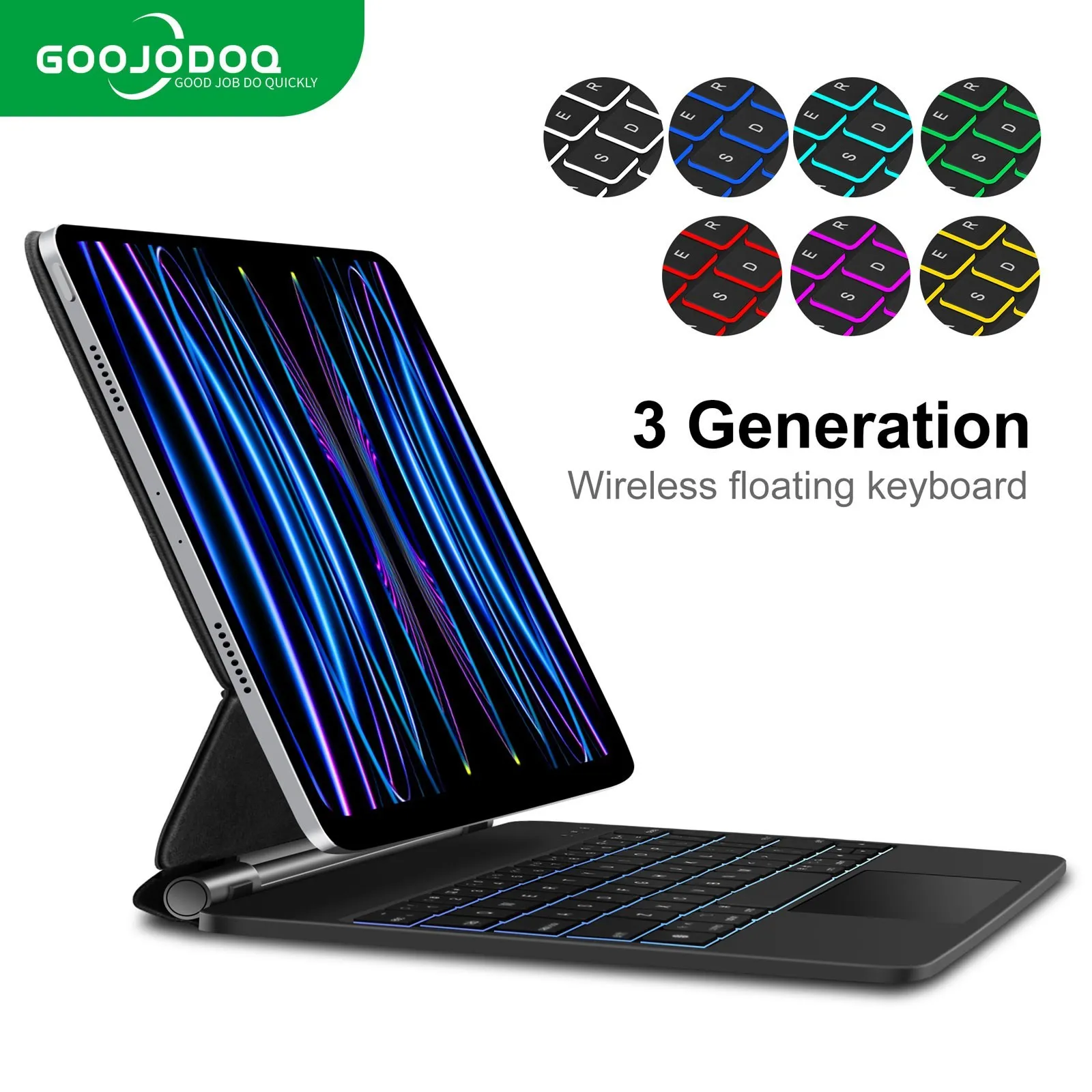 GOOJODOQ Teclado Mágico para iPad Pro 11 13 2024 M4 Air 6 Air 4 Air 5 10.9 para iPad Pro 12.9 M2 10a Geração para Teclado iPad