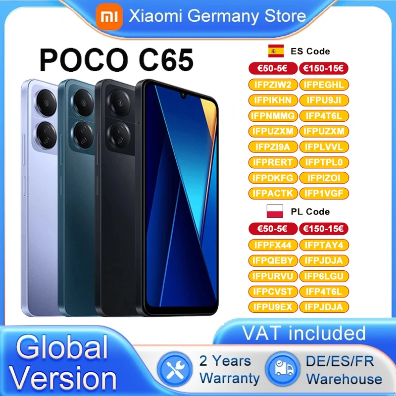 POCO-MediaTek Helio G85 Carregamento Rápido NFC Octa-Core, Versão Global, C65, 8GB, 256GB, 5000mAh, 6,74 