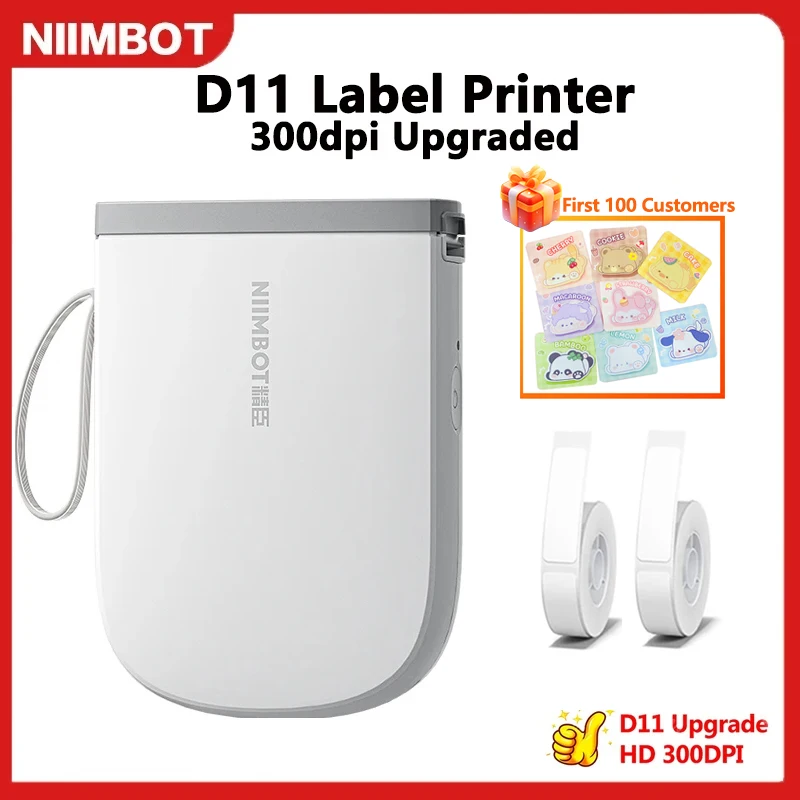 Niimbot D11 Mini Impressora Térmica Portátil, 300dpi, Etiqueta Adesiva Maker, Impressora Leve para Adesivos, Máquina de Etiquetas, Novo