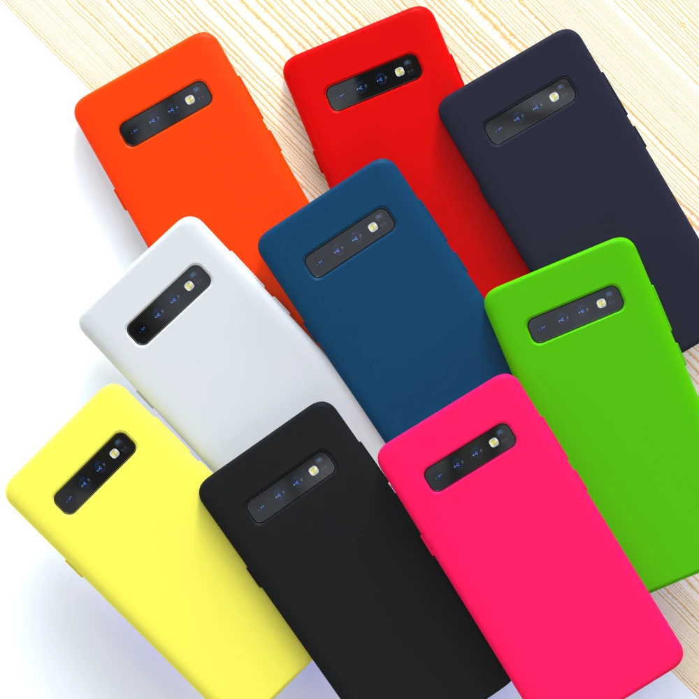 Capa de silicone líquido original para samsung galaxy, tampa traseira à prova de choque para s10 plus, s10plus, s10e, a55, a35, a15