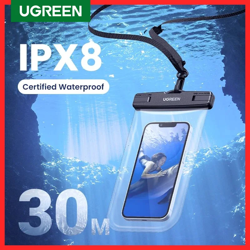 UGREEN-saco impermeável da caixa do telefone, malote da natação, universal, ajuste para o iPhone 15, 14, 13 Pro Max, Samsung, IPX8, 7,2