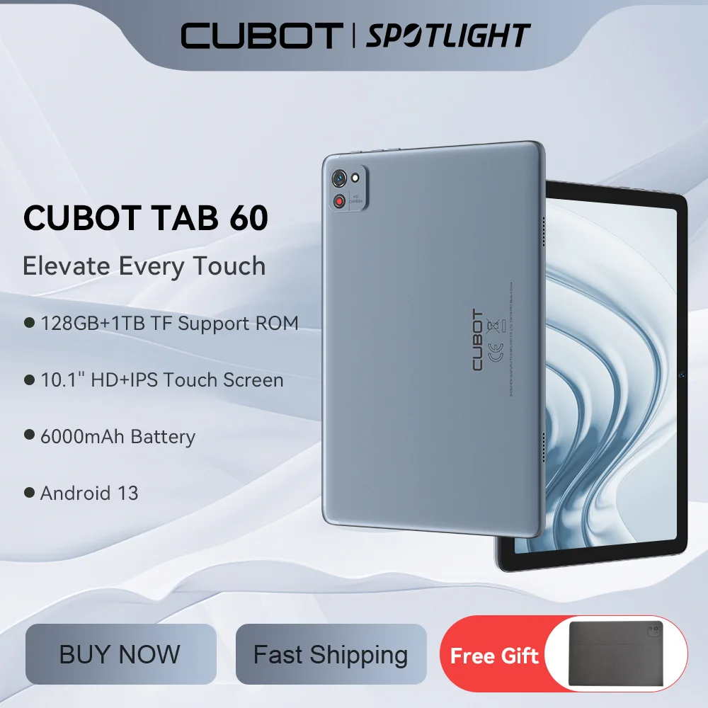 Cubot TAB 60, 2024 Novo tablet Android, Octa-Core, 8 GB de RAM (4 GB + 4 GB estendidos), ROM de 128 GB, tela HD + de 10,1 polegadas, bateria de 6000 mAh, GPS, OTG, WiFi 6, Bluetooth, tablete para estudante