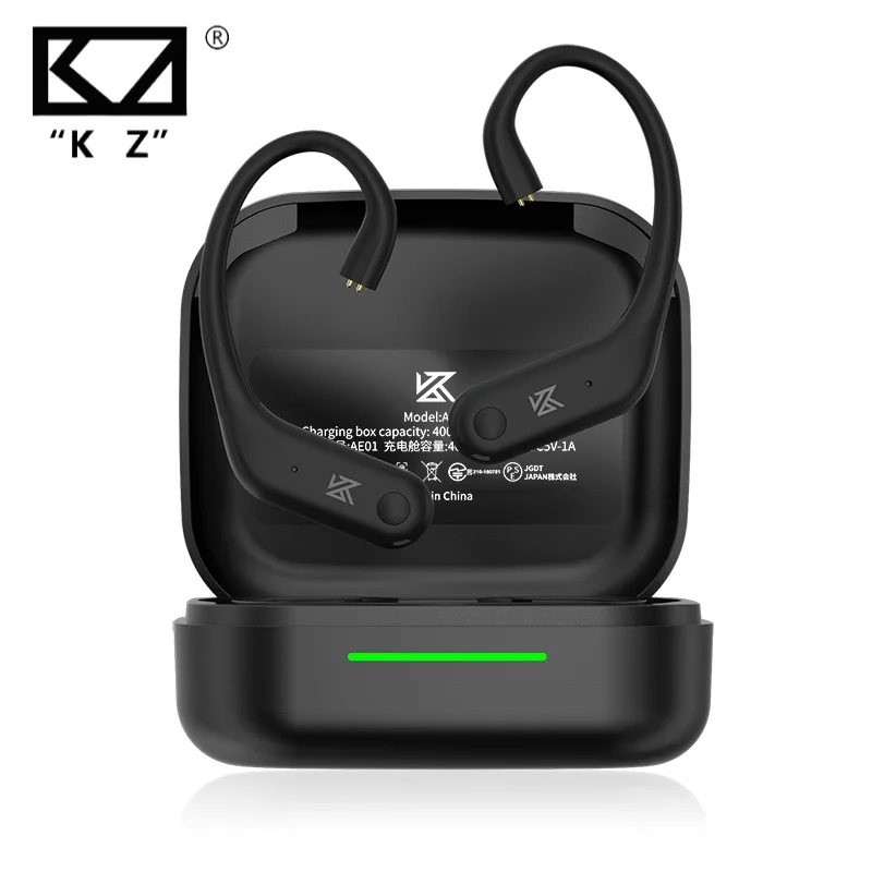 KZ AE01 Cabo de Atualização Sem Fio, Compatível Bluetooth, Hi Fi Ear Hook, C Pin Conector, Caso de Carregamento, 5.4