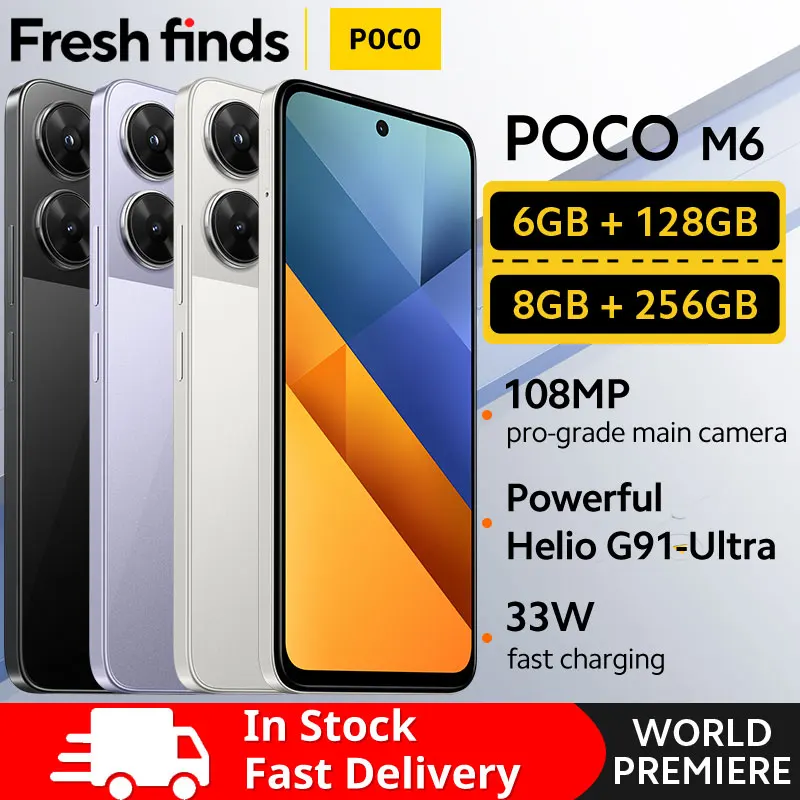 【Estreia mundial】POCO M6 Smartphone Versão Global NFC MediaTek Helio G91-Ultra 6,79