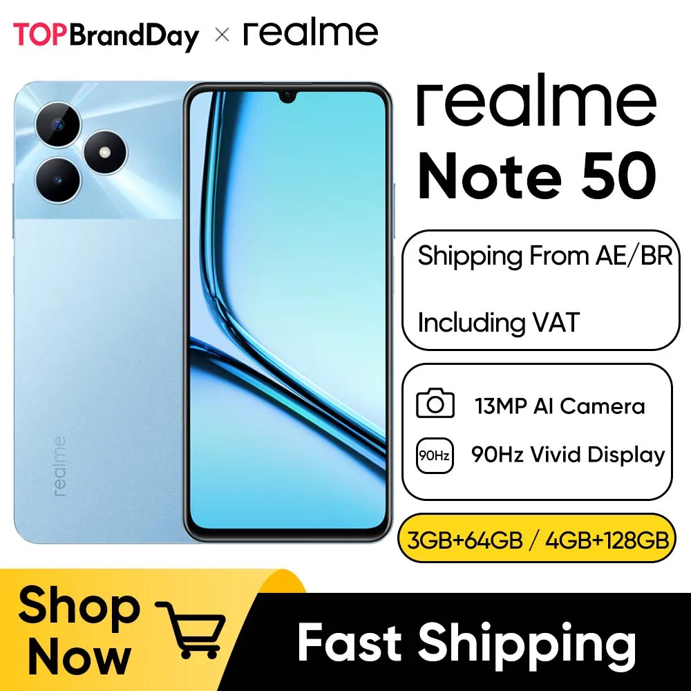 Realme nota 50 telefone móvel 6.74 