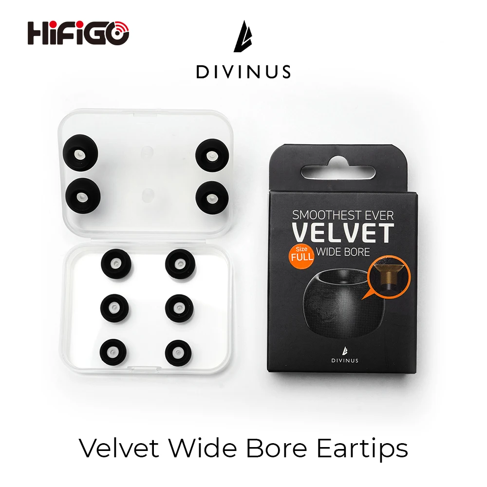 HiFiGo DIVINUS Eartips de fone de ouvido de silicone de furo largo de veludo para bico de 4-6 mm, pontas de ouvido profundas macias para fones de ouvido Dunu Davinci