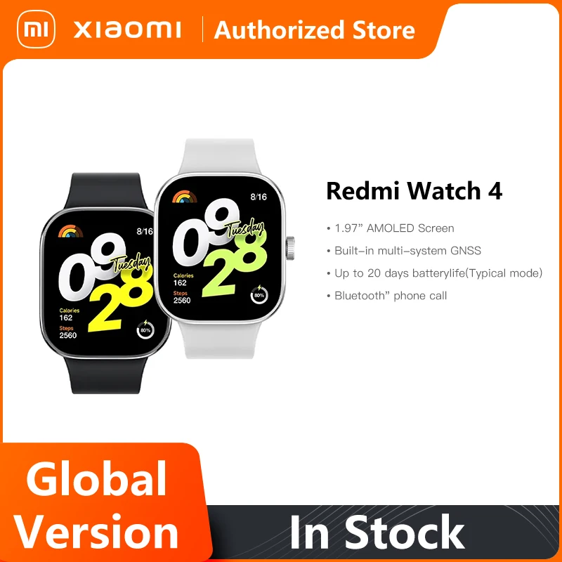 Xiaomi redmi watch 4 versão global 20 dias de vida útil da bateria ultra grande 1.97 ''amoled bluetooth chamada telefônica 5atm gnss relógio inteligente