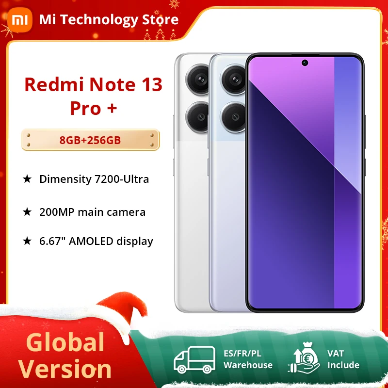 Xiaomi-Smartphone Redmi Note 13 Pro Plus, 5G, NFC, 12GB, 512GB, 200MP, Câmera Tripla OIS, 120Hz, AMOLED, Carregamento 120W, Versão Global