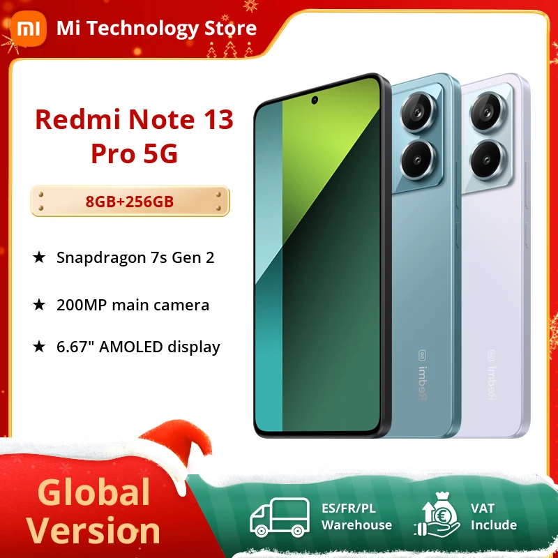 Xiaomi-Redmi Note 13 Pro 5G, Versão Global, 128GB, 256GB, Snapdragon 7S Gen 2, Tela AMOLED de 6,67 