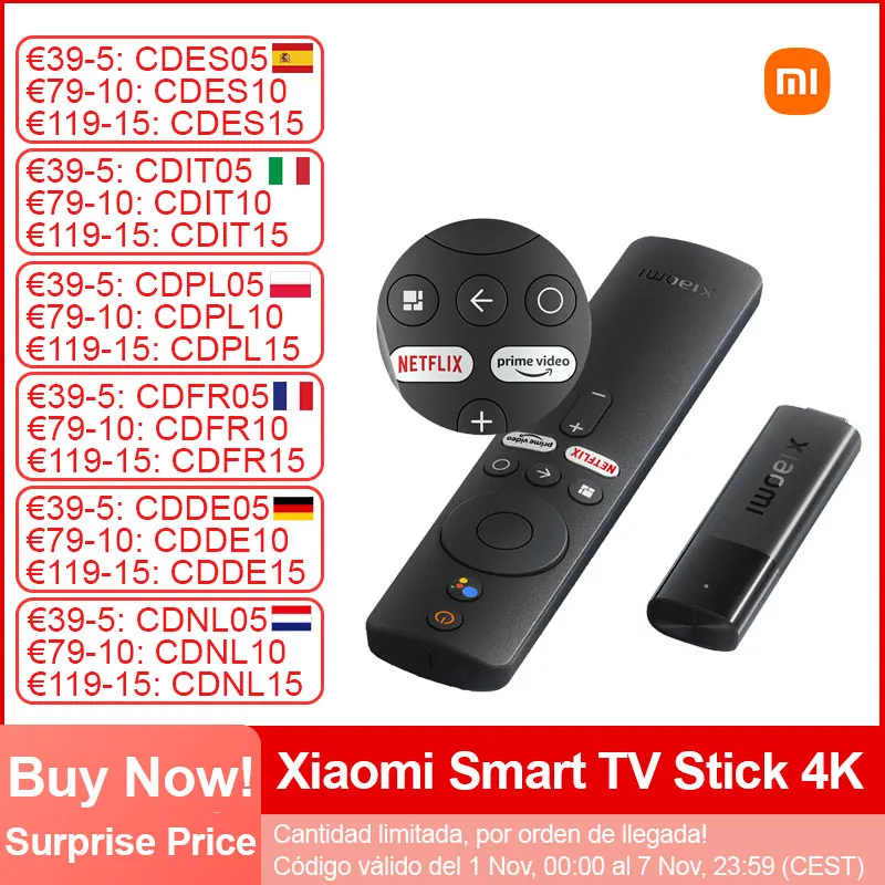 Xiaomi-Smart TV Stick, 4K, Netflix, Assistente do Google, Android 11, BT5.2, Wi-Fi, Streaming Media portátil, Dongle de Smart TV, Novo, 2022