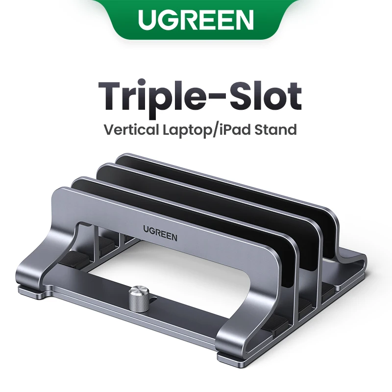 UGREEN-Suporte Vertical Laptop, Suporte Notebook Alumínio, MacBook Air Pro, Tablet, iPad, suporte do telefone, Slots triplos