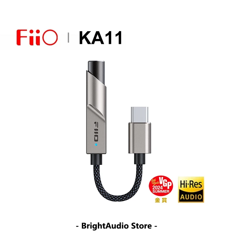 Fiio jadeaudio ka11 titânio usb dac amplificador amplificador de áudio de alta resolução tipo-c para 3.5mm adaptador usb dongle dsd256 para android ios win