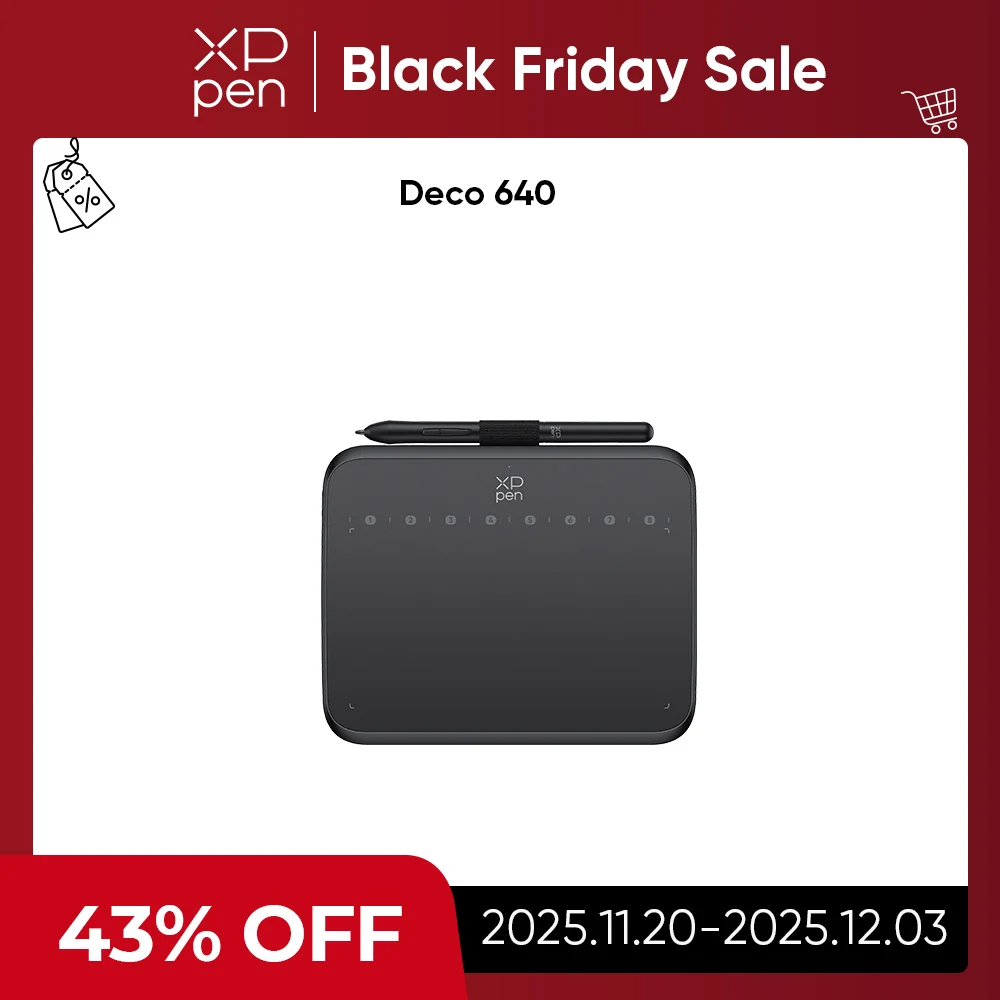 Xppen deco 640 gráficos tablet 16k níveis de pressão 16x9cm área de desenho com 8 teclas 60 inclinação para jogo osu android windows mac