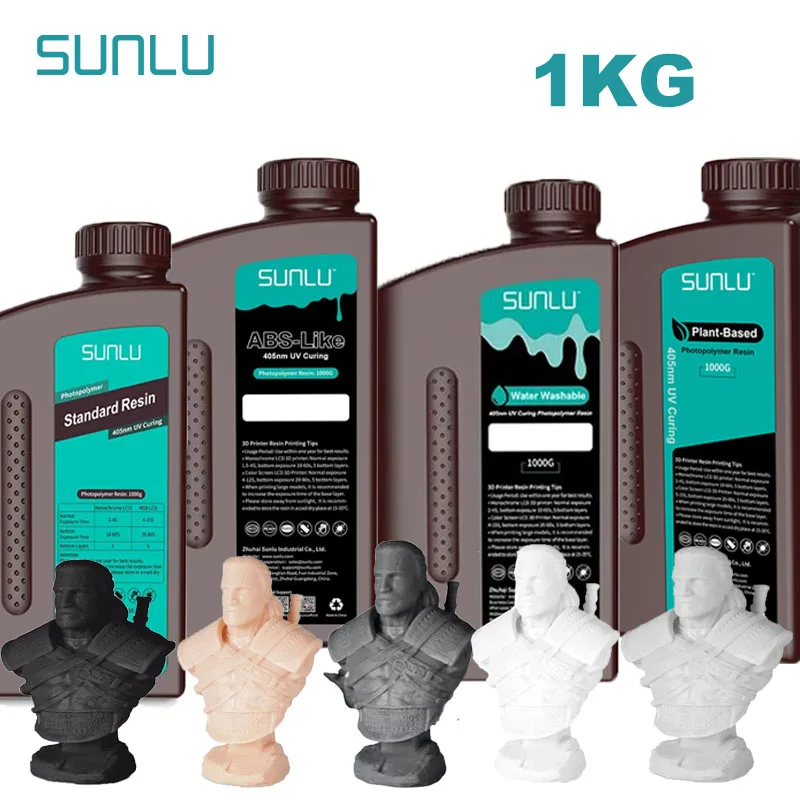 Sunlu 1kg padrão/como abs/baseado de plantas/resina de lavagem de água 1000g/garrafa 405nm resina fotopolímero para a maioria das impressoras 3d sla/dlp/lcd