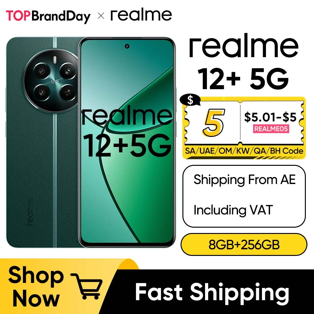 Realme 12+ 5G Smartphone 50MP Sony LYT-600 OIS Câmera de retrato MediaTek Dimensity 7050 5G 6,67 