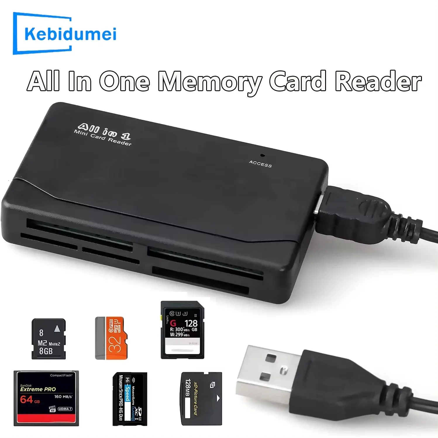 Leitor de cartão de memória externo para câmera digital MP3, 480Mbps, tudo em um, USB 2.0, SD, SDHC, Mini, Micro M2, MMC, XD, CF