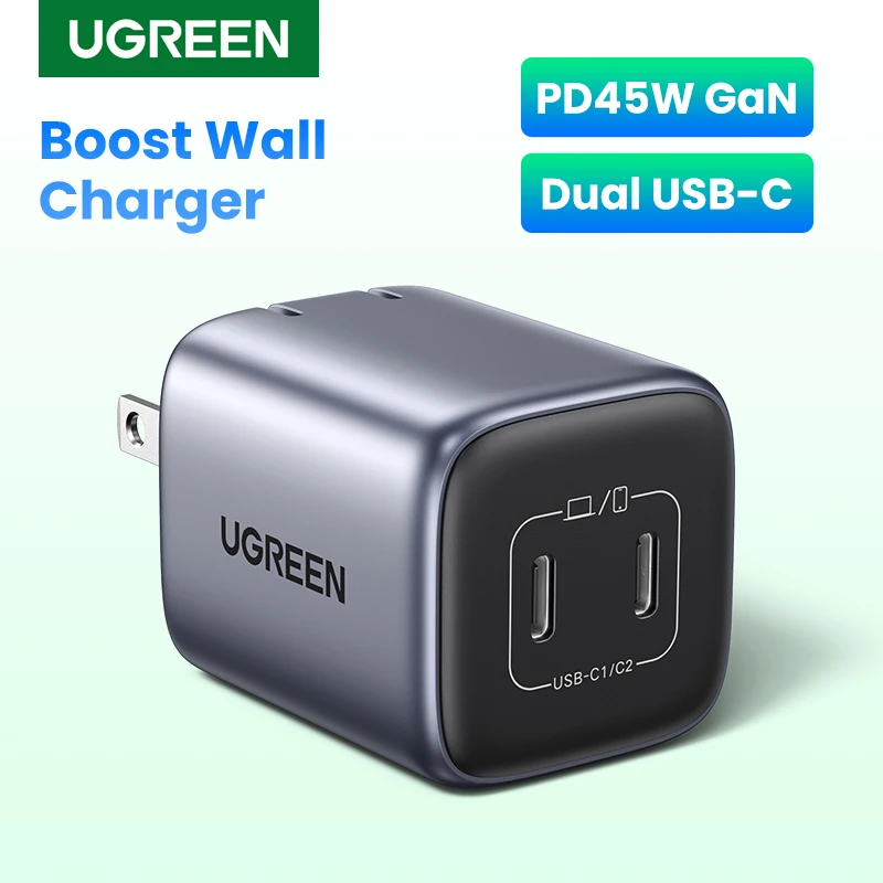 UGREEN-USB Carregador Rápido para Telefone, Carregador Rápido para iPhone 15, 14 Pro, Samsung S24, S23, GaN, 45W, PD, QC 3.0, Plug EUA