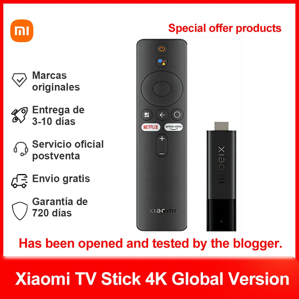 Xiaomi TV Stick 4K, Android TV 11 Quad-core Cortex-A35, 2GB RAM 8GB ROM, Netflix Wifi Google Assistant TV Stick, Smart TV Dongle