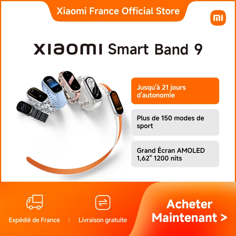 Xiaomi França |   Xiaomi Smart Band 9, muito habilidoso até 21 dias de vida útil da bateria, tela grande AMOLED 