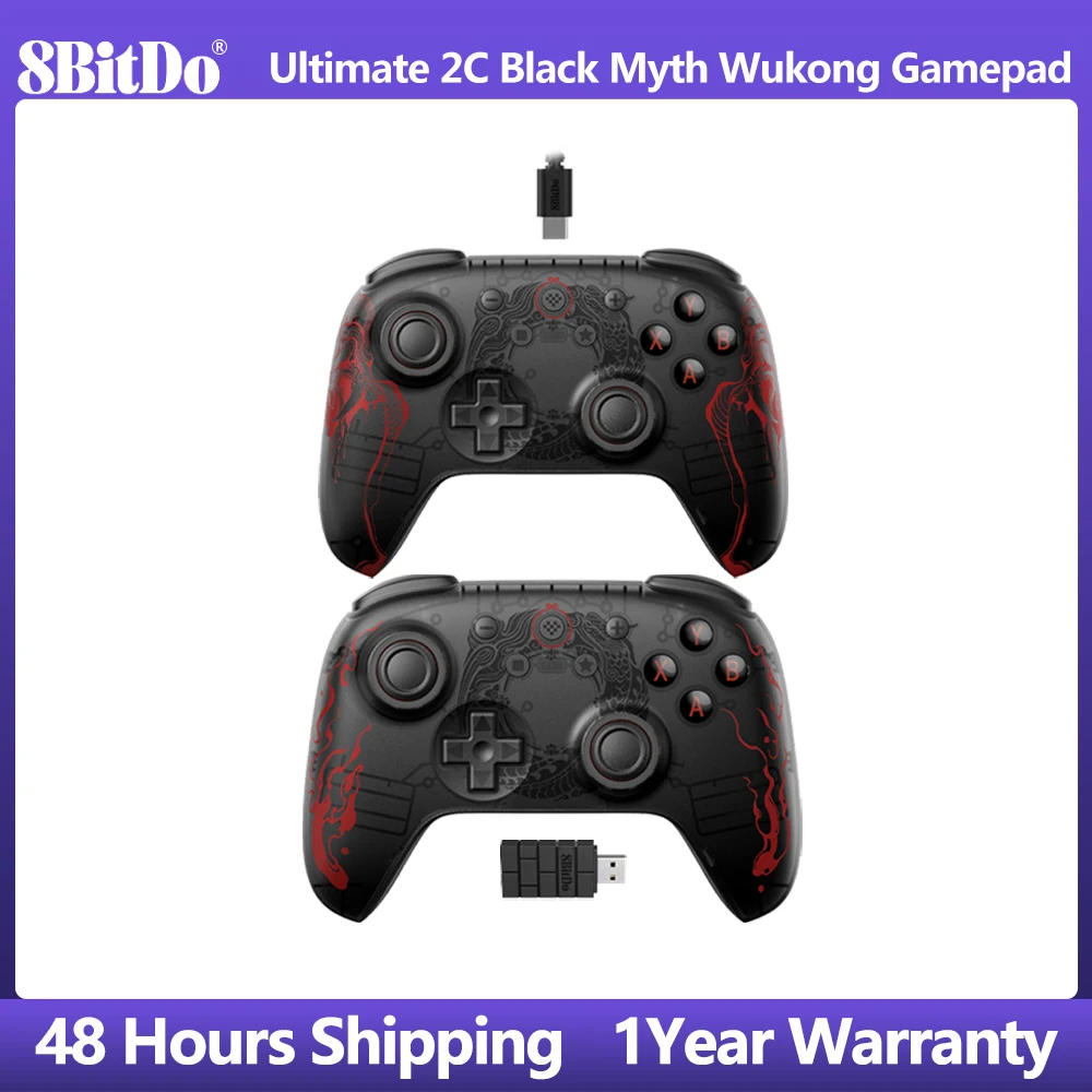Controlador 8BitDo Ultimate 2C Black Myth Wukong, gamepad sem fio e com fio com joystick de efeito Hall para Windows, Android, Steam