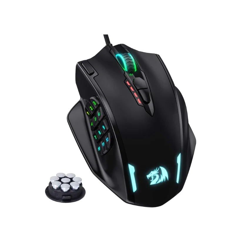 Redragon m908 rgb backlight led usb wired gaming mouse 18 botões programáveis 12400 dpi pc gamer com fio mouses